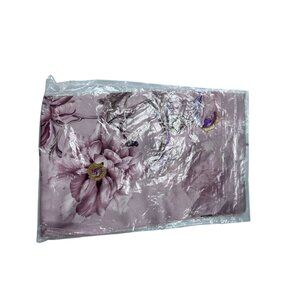 Elegant Floral Silk Scarf In Pastel Lavender & Pink Tones 170cm X 50cm